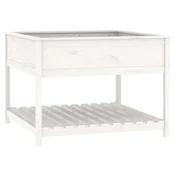 Vidaxl Visoka greda s polico bela 111,5x111,5x81 cm trdna borovina