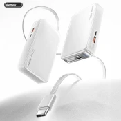Power bank prenosiva baterija REMAX FCP-25 Fast Charging 22.5W(teleskopski kabl) Type-C 10000mAh beli