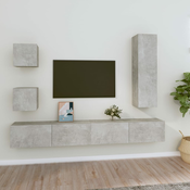 5-dijelni set TV ormarica siva betona konstruirano drvo