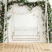 vidaXL Gugalna klop Jeklo 109 x 75 x 59 cm Antik bela