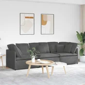 Modularna sofa s jastucima, korduro tkanina, tamno siva
