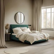 MID.YOU OBLAZINJENA POSTELJA 160 cm x 200 cm , les, tekstil, leseni material temno zelena