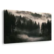 Slika tihi gozd v megli - 60x40