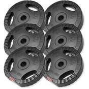 GORILLA SPORTS 6 x 5 kg Set plasticnih tegova sa rukohvatima