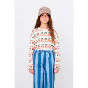 Otroška bombažna majica z dolgimi rokavi Tinycottons CHERRY PATTERN RIB TEE bela barva, AW25-219
