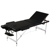 vidaXL Crni sklopivi masažni trodijelni stol s aluminijskim okvirom