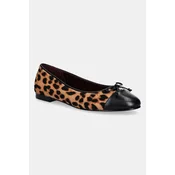 Usnjene balerinke Tory Burch Cap-Toe Ballet rjava barva, 154509-201