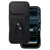 Silikonski ovitek Armor Ring z zaščito kamere za iPhone 17 Pro Max - črn