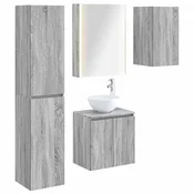 Vidaxl Komplet omaric za kopalnico 5 szt. Siva Sonoma 53 x 15,5 x 70 cm