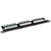 Solarix 19 Patch panel 24xRJ45 CAT5E UTP z veznim trakom črn 0,5U, SX24HD-5E-UTP-BK