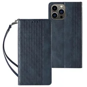 HURTEL Magnetni pašček za etui iPhone 14 Pro Max ovitek z zavihkom denarnica mini vrvica stojalo modra