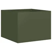 Vidaxl Cvetlično korito olivno zeleno 40x40x30 cm jeklo