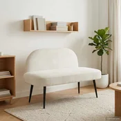 Oblikovana klupa s naslonjacem Krem 110 x 60 x 76 cm Baršun