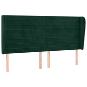 Vidaxl Vzglavje z ušesi temno zeleno 163x23x118/128 cm žamet