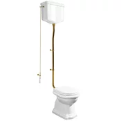 RETRO straniščna školjka z rezervoarjem za vodo, S-trap, belo-bronasta - Bela - 38,5x42x59 cm - Kerasan - RETRO KERASAN - 24 - Keramika - Retro - 385 - 420 - 590 - 14
