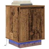 Nocni ormaric s LED svjetlima boja drva 38x34x50 cm