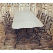 Casa Padrino Art Nouveau Wrought Iron Garden Furniture Set Antique Cream/Antique Brown - 1 Art Nouveau Garden Dining Table & 6 Art Nouveau Garden Chairs - Baroque & Art Nouveau Garden Furniture