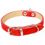 BAFPET Ovratnik iz semiša. Usnje SUNNY Red 1,4 x 35cm