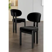 Hanah Home set trpezarijskih stolica Dore 4 kom, crna tkanina Babyface, crne metalne noge