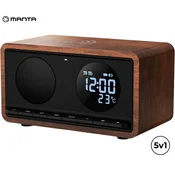 MANTA radio/ura/budilka/ RDI912 RIMINI (Qi polnilec, 5v1, FM radio, bluetooth, microSD/AUX/USB-C), črn
