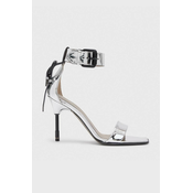 Kožne sandale AllSaints Noir boja: srebrna, WF584Y