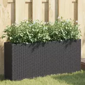 Vrtna sadilica s 2 posude crna 90 x 20 x 40 cm od poliratana