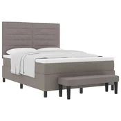 Vidaxl Postelja z vzmetnico z vzglavjem Taupe 160 x 200 cm blago