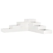 Vidaxl Vrtna korita s 4 nadstropji 106x104,5x36 cm bela trdna borovina