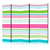 artgeist Paravan Bright Stripes I, 5-Delni, Dvostranski