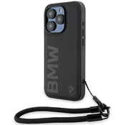Bmw Etui BMW Signature Leather Wordmark Cord za iPhone 15 Pro - črno