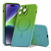 shumee OVITEK ZA iPhone 15 OMBRE MAGSAFE OJAČAN ZELEN OVITEK + STEKLO