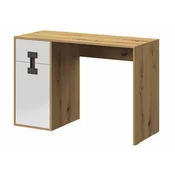 Uredski stol Akron N100 S vratima, S ladicama, 82x120x50cm, Craft hrast, Sjajno bijela