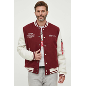 Bomber jakna Alpha Industries Varsity Air Force Jacket za muškarce, boja: bordo, za prijelazno razdoblje