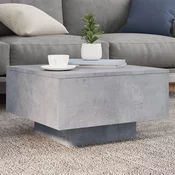 Stolic za kavu s LED svjetlima sivi boja betona 55 x 55 x 31 cm