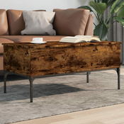 Greatstore Klubska mizica dimljen hrast 100x50x45 cm inženske les in kovina