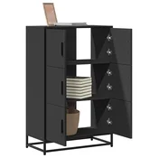 Vidaxl Visoka omara črna 68x35x106,5 cm inženirski les in kovina