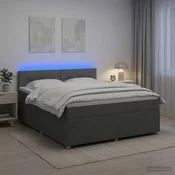 Postelja boxspring z vzmetnico Temno siva 160 x 200 cm Blago