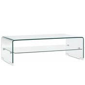shumee Klubska mizica prozorna 98x45x31 cm kaljeno steklo