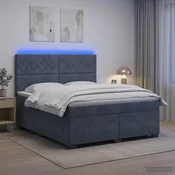 vidaXL Postelja boxspring z vzmetnico Temno siva 140 x 200 cm Žamet