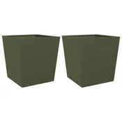 Vidaxl Vrtno korito 2 kosa olivno zelena 50x50x50 cm jeklo