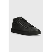 Kožne tenisice Calvin Klein HIGH TOP LACE UP W/ZIP boja: crna, HM0HM01476