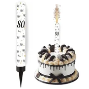 Fontana za torte ČRNI NAPISI 80. rojstni dan 1 kos.