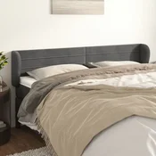 Vidaxl vidaXL Vzglavnik s krilci temno siv 183x23x78/88 cm žamet