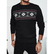 Sweter męski w śnieżynki czarny Dstreet