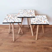 Hanah Home Set klub stočića 3Shp381, 3 komada, Boja hrasta