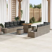 Set vrtnog namještaja od 11 dijelova s jastučićima siva Poly Rattan Acacia