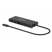 Docking Station MANHATTAN USB-C to Dual HDMI multi dock with PD - black
