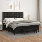 Box spring postelja z vzmetnico črn 160x200 cm umetno usnje
