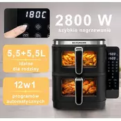 YI cvrtnik za maščobe 2 komori navpični 5,5 l + 5,5 l 2800 W knjiga N