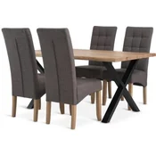 ROSLEV D160 sto natur hrast + 4 BJERREBY stolice siva